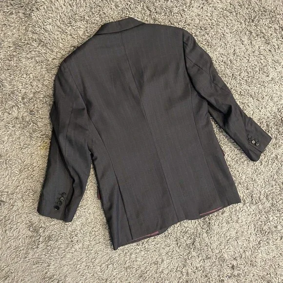 ISAIA Napoli 100% Wool 120’s Sport Coat Blazer In Gray Purple Stripe US 38 EU 48